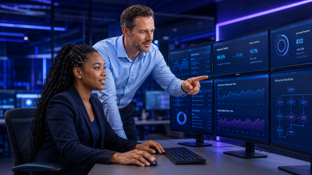 Cybersecurity consultant guiding an IT leader through incident containment and system restoration.